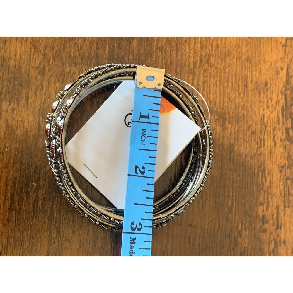 Antika Antique Silver Set of Seven Bangle Bracelets with Designs New with tag - Picture 4 of 5